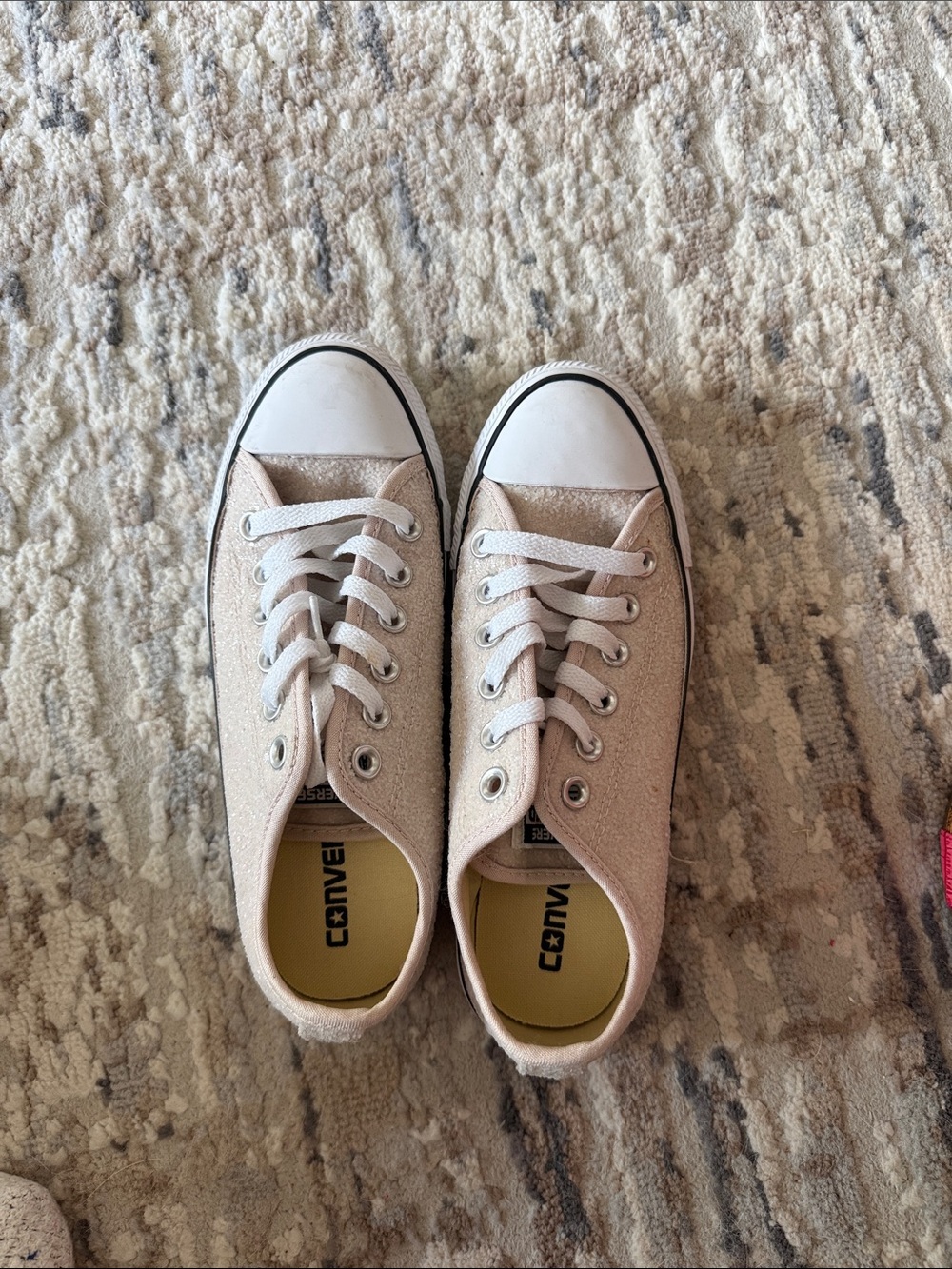 Converse Sparkle Low Top Sneakers in Pale Pink